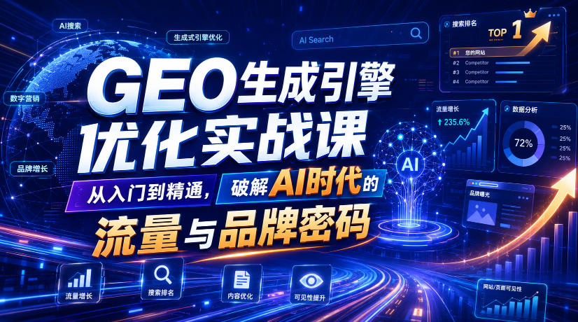GEO生成引擎优化实战课,从入门到精通,破解AI时代的流量与品牌密码-阿牛笔记