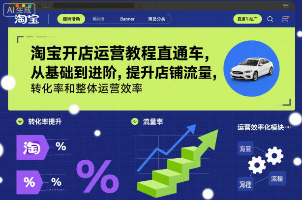 淘宝开店运营教程直通车，从基础到进阶，提升店铺流量，转化率和整体运营效率(更新26年3月24日)-阿牛笔记