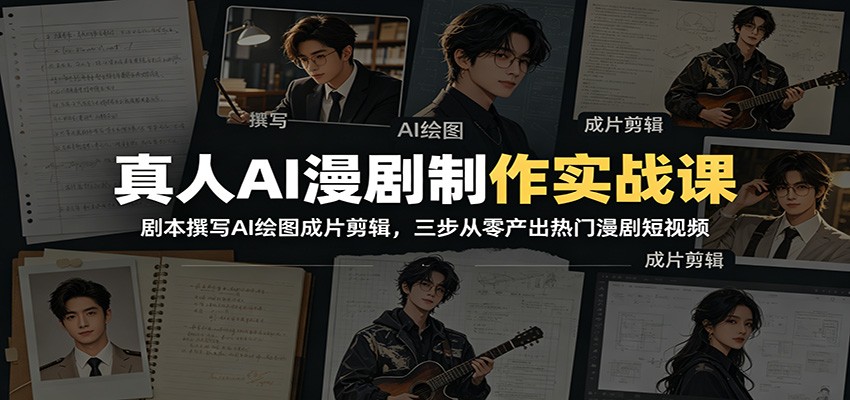 真人AI漫剧制作实战课：剧本撰写AI绘图成片剪辑，三步从零产出热门漫剧短视频-阿牛笔记