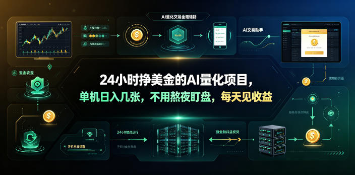 24小时挣美金的AI量化项目，单机日入几十美刀，不用熬夜盯盘，每天见收益【揭秘】-阿牛笔记