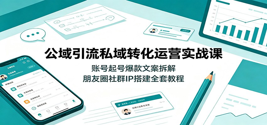 公域引流私域转化运营实战课:账号起号爆款文案拆解,朋友圈社群IP搭建全套教程-阿牛笔记