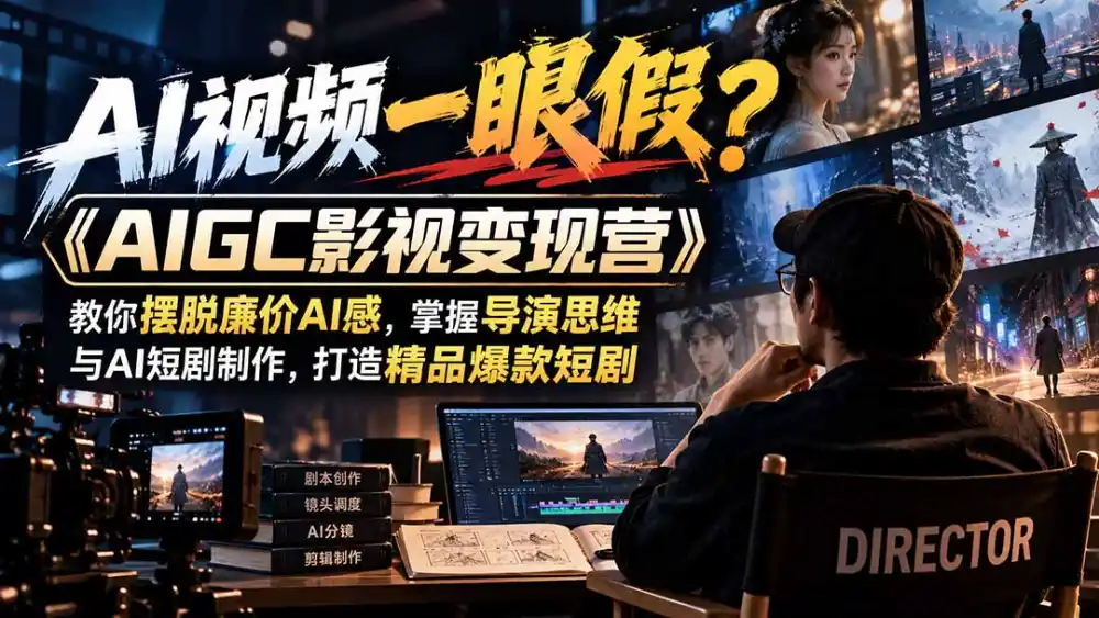 【无水印】AI视频一眼假?《AIGC影视变现营》教你摆脱廉价AI感,掌握导演思维与AI短剧制作,打造精品爆款短剧-阿牛笔记