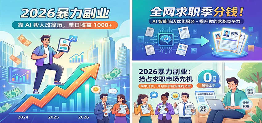 2026暴力副业：靠AI帮人改简历，单日收益1000+，全网求职季分钱-阿牛笔记