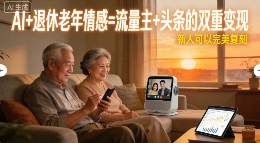 AI+退休老年情感=流量主+头条的双重变现，新人可以完美复刻-阿牛笔记