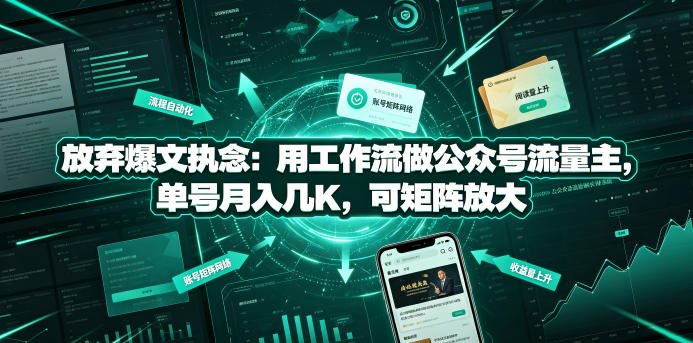 放弃爆文执念：用工作流做公众号流量主，单号月入几K，可矩阵放大-阿牛笔记