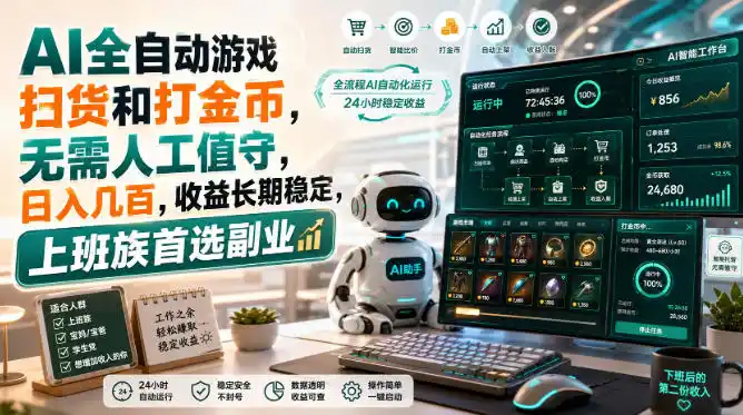 AI全自动游戏皮肤扫货和打金币，日入几百，内部方法大揭秘，0门槛！-阿牛笔记