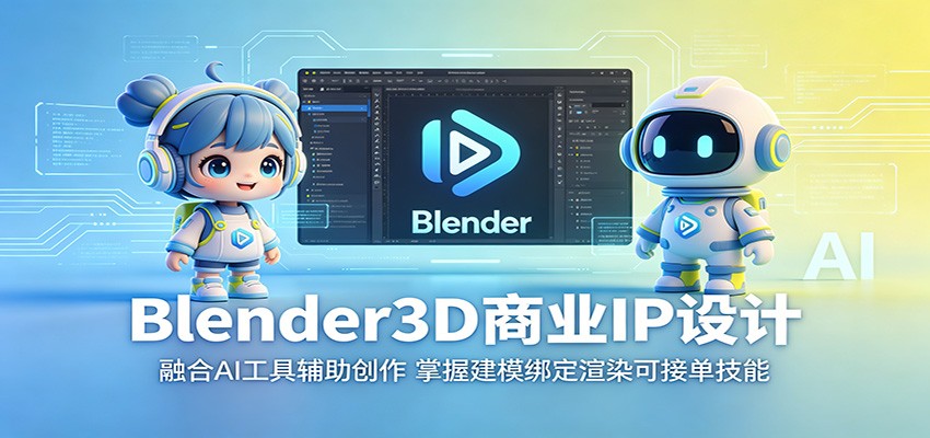 Blender3D商业IP设计：融合AI工具辅助创作，掌握建模绑定渲染可接单技能-阿牛笔记