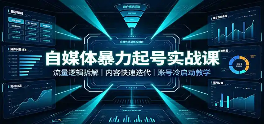 自媒体暴力起号实战课：流量逻辑拆解，内容快速迭代，账号冷启动教学-阿牛笔记