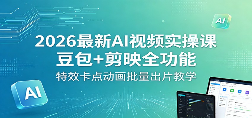 2026最新AI视频实操课：豆包+剪映全功能，特效卡点动画批量出片教学-阿牛笔记