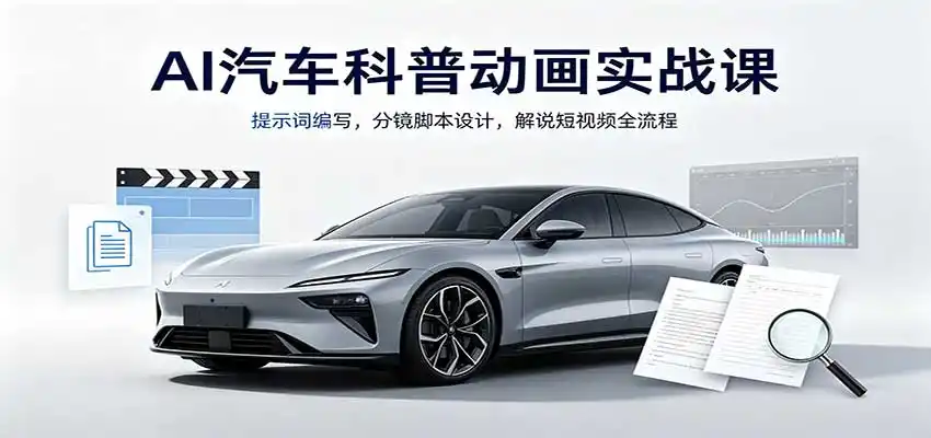 AI汽车科普动画实战课:提示词编写,分镜脚本设计,解说短视频全流程-阿牛笔记