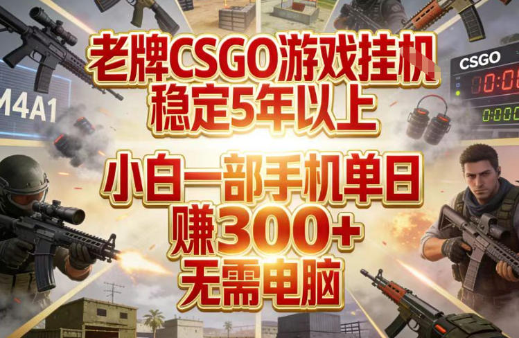老牌CSGO游戏挂G，稳定5年以上，小白一部手机单日賺3张+，无需电脑【揭秘】-阿牛笔记