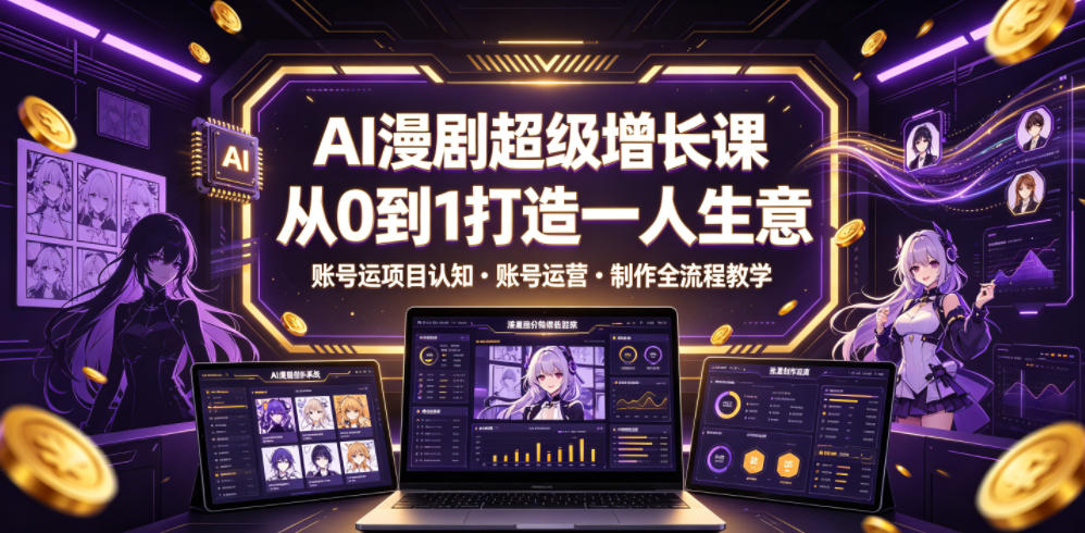 AI漫剧超级增长课，从0到1打造一人生意，项目认知・账号运营・制作全流程教学-阿牛笔记