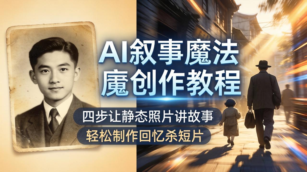 AI叙事魔法创作教程，四步让静态照片讲故事，老照片修复加动态特效，轻松制作回忆杀短片-阿牛笔记
