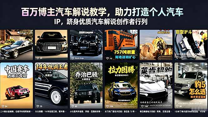 百万博主汽车解说教学,助力打造个人汽车 IP,跻身优质汽车解说创作者行列-阿牛笔记