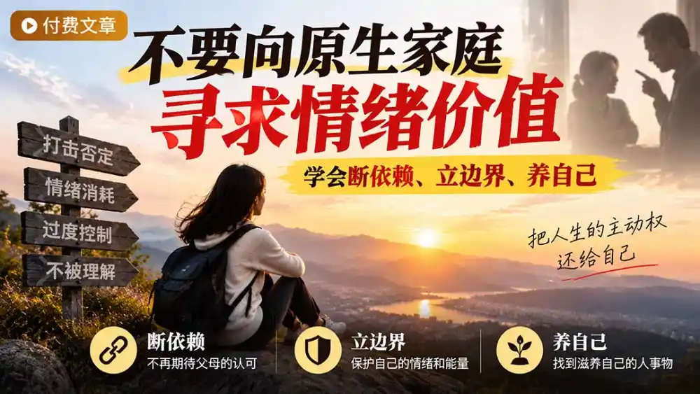 付费文章:不要向原生家庭寻求情绪价值,学会断依赖、立边界、养自己 付费文章:不要向原生家庭寻求情绪价值,学会断依赖、立边界、养自己