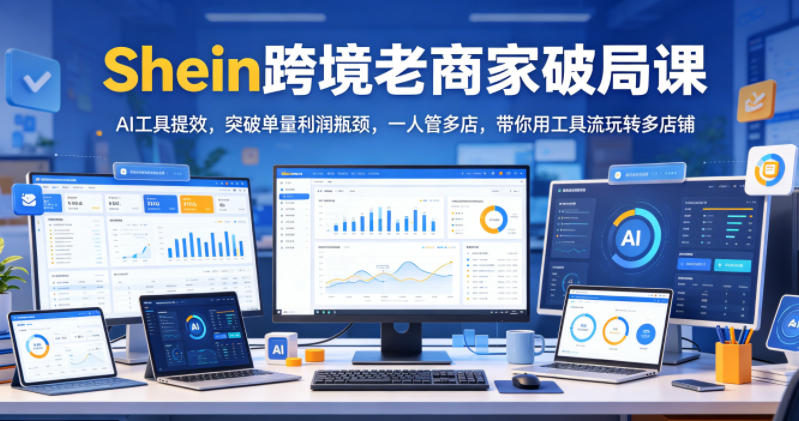 Shein跨境老商家破局课,AI工具提效,突破单量利润瓶颈,一人管多店,带你用工具流玩转多店铺-阿牛笔记
