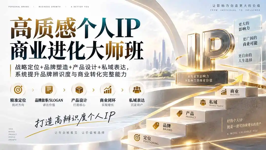 高质感个人IP商业进化大师班:战略定位+品牌塑造+产品设计+私域表达,系统提升品牌辨识度与商业转化完整能力-阿牛笔记