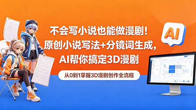 不会写小说也能做漫剧！原创小说写法+分镜词生成，AI帮你搞定3D漫剧-阿牛笔记