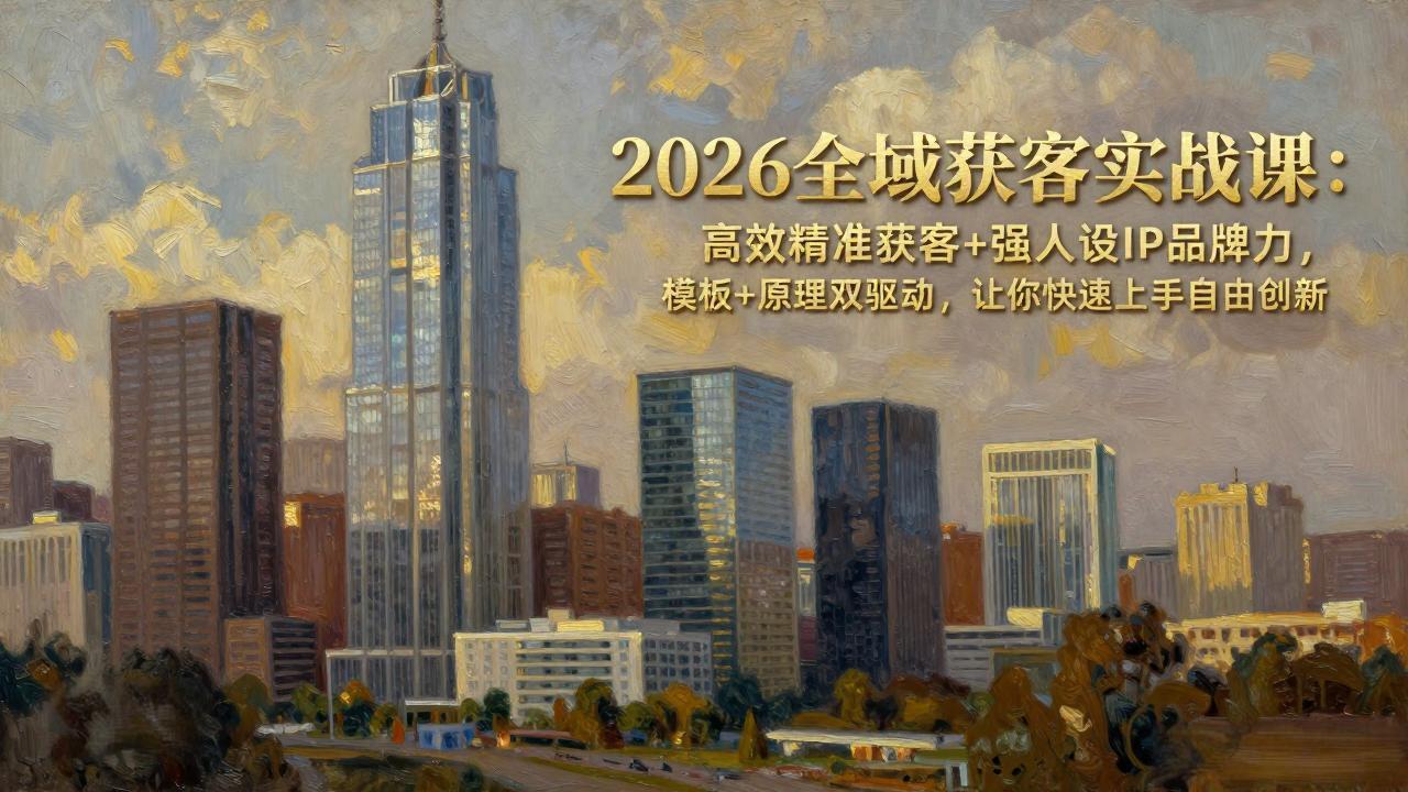 2026全域获客实战课：高效精准获客+强人设IP品牌力，模板+原理双驱动，让你快速上手自由创新-阿牛笔记