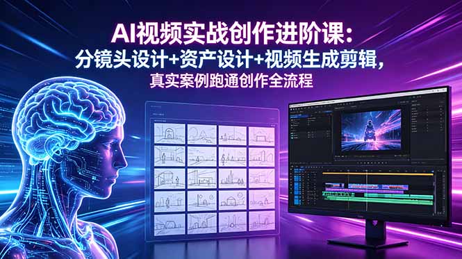 AI视频实战创作进阶课:分镜头设计+资产设计+视频生成剪辑,真实案例跑通创作全流程-阿牛笔记