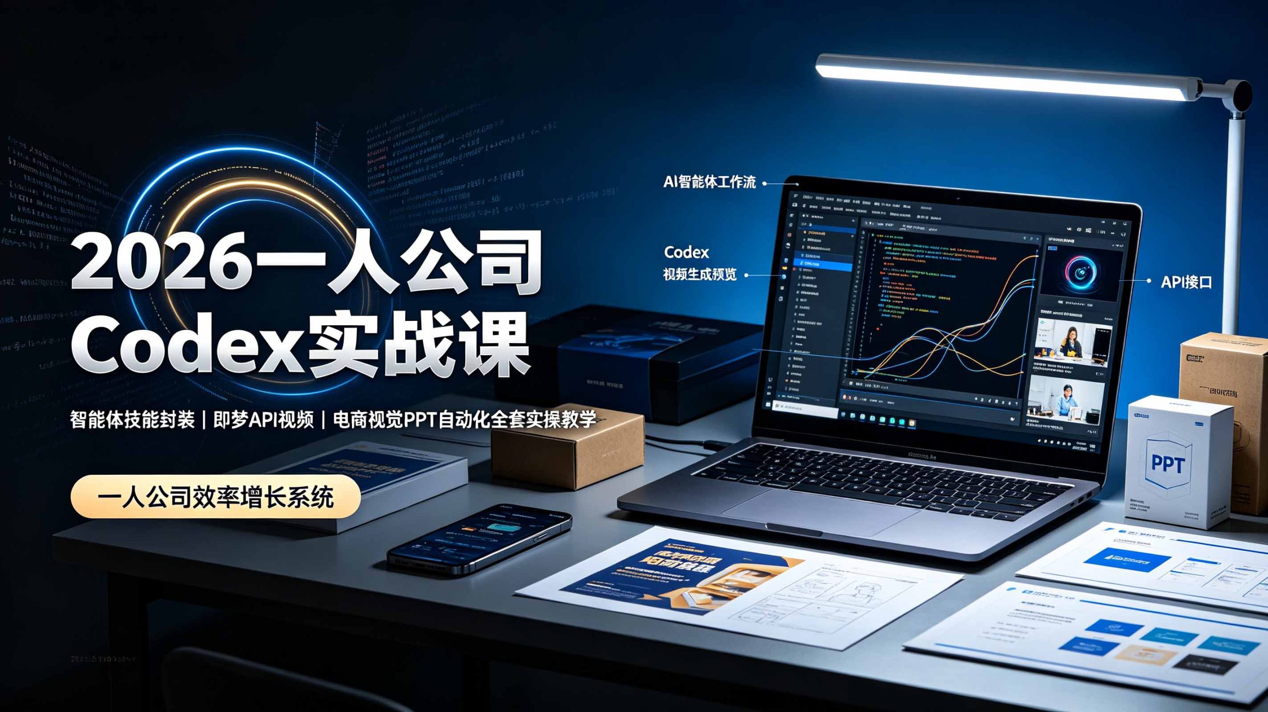 2026一人公司Codex实战课◆智能体技能封装|即梦API视频|电商视觉PPT自动化全套实操教学-阿牛笔记