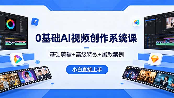 0基础AI视频创作系统课，基础剪辑+高级特效+爆款案例，小白直接上手-阿牛笔记