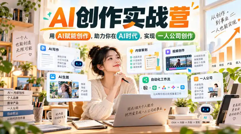 AI创作实战营,用AI赋能创作,助力你在AI时代,实现一人公司创作(更新)-阿牛笔记