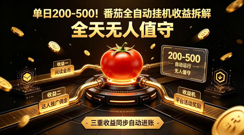 单日200-500！番茄全自动挂G收益拆解，全天无人值守，矩阵操作收益翻倍【揭秘】-阿牛笔记