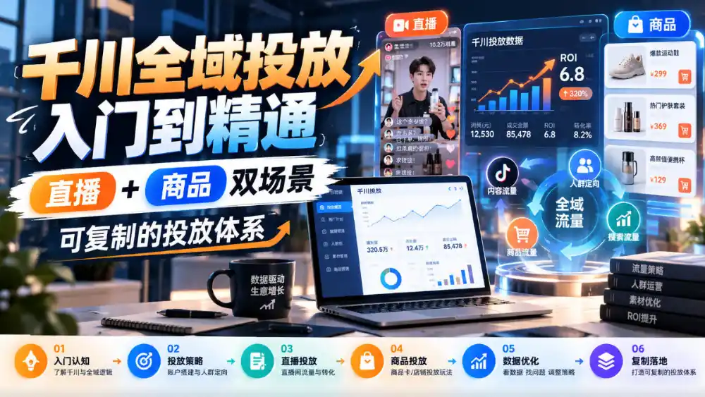 千川全域投放入门到精通,直播+商品双场景,可复制的投放体系-阿牛笔记