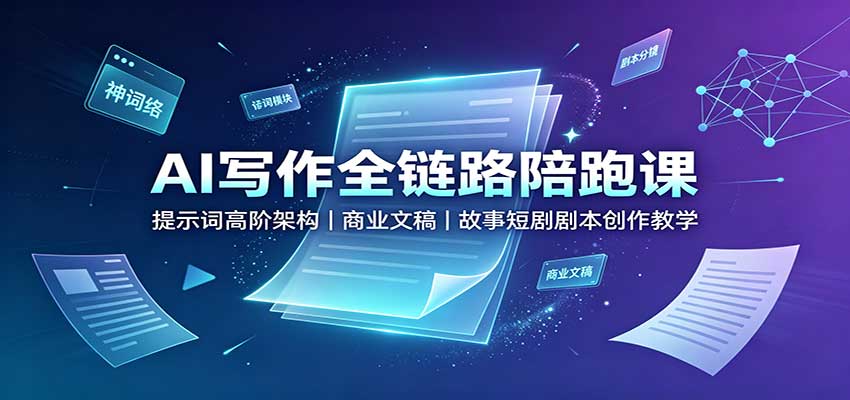 AI写作全链路陪跑课:提示词高阶架构,商业文稿,故事短剧剧本创作教学-阿牛笔记