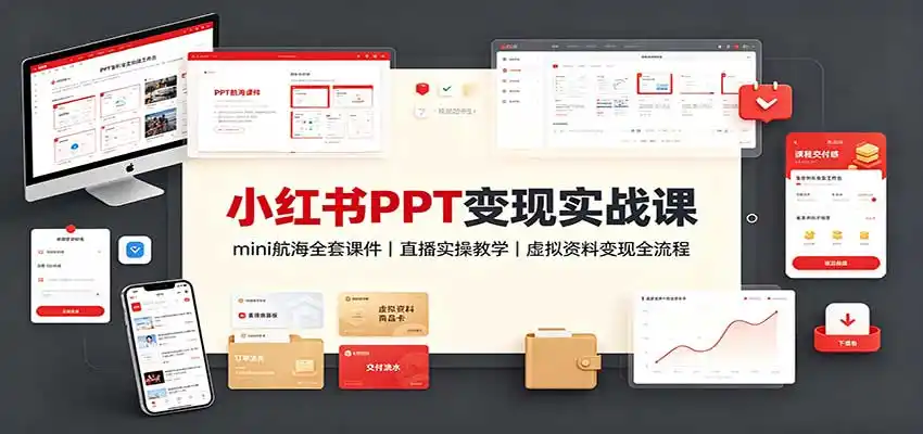 小红书PPT变现实战课:mini航海全套课件+直播实操教学,虚拟资料变现全流程-阿牛笔记