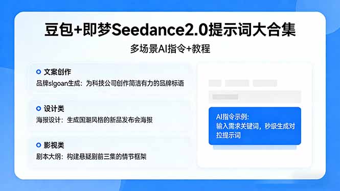 豆包+即梦Seedance2.0提示词大合集：多场景AI指令+教程，解锁文案、设计、影视高效创作-阿牛笔记