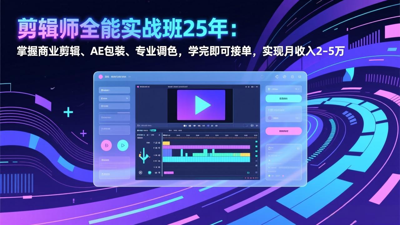 剪辑师全能实战班25年：掌握商业剪辑、AE包装、专业调色，学完即可接单，实现月收入2-5万-阿牛笔记