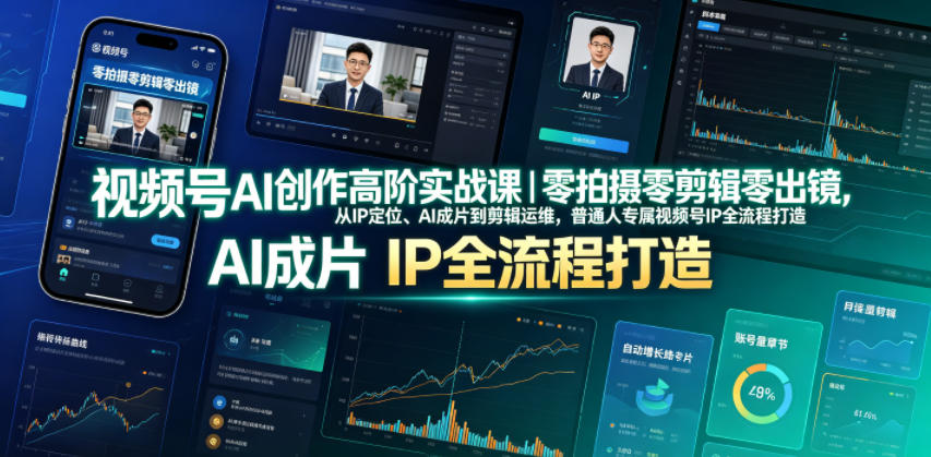 视频号AI创作高阶实战课｜零拍摄零剪辑零出镜，从IP定位、AI成片到剪辑运维，普通人专属视频号IP全流程打造-阿牛笔记