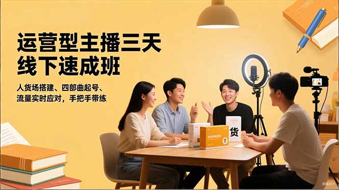 运营型主播三天线下班，人货场搭建,四部曲起号,流量实时应对，手把手带练-阿牛笔记