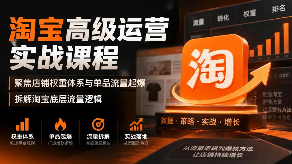 淘宝高级运营实战课程,聚焦店铺权重体系与单品流量起爆,拆解淘宝底层流量逻辑-阿牛笔记
