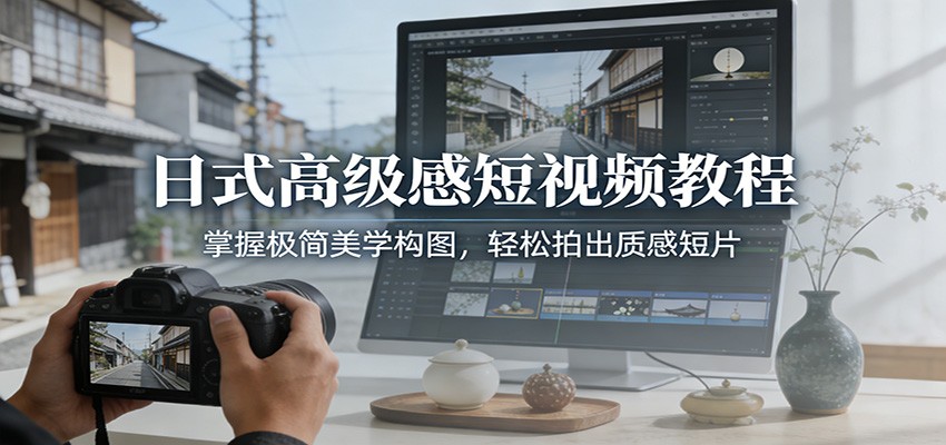 日式高级感短视频教程：掌握极简美学构图，轻松拍出质感短片-阿牛笔记