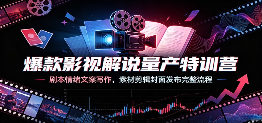 爆款影视解说量产特训营：剧本情绪文案写作，素材剪辑封面发布完整流程-阿牛笔记