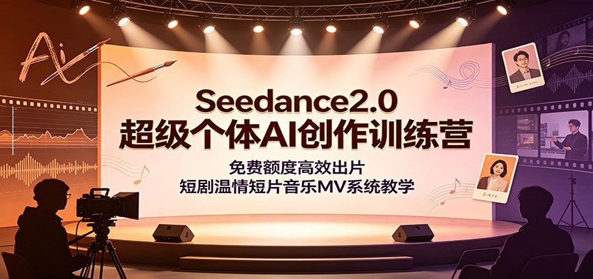 Seedance2.0超级个体AI创作训练营：免费额度高效出片，短剧温情短片音乐MV系统教学-阿牛笔记