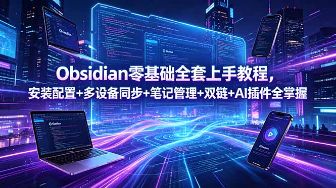 Obsidian零基础全套上手教程，安装配置+多设备同步+笔记管理+双链+AI插件全掌握-阿牛笔记