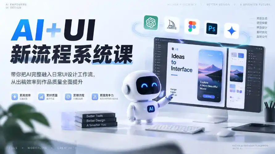 【无水印】AI+UI新流程系统课，带你把AI完整融入日常UI设计工作流，从出稿效率到作品质量全面提升(2026第4期)-阿牛笔记