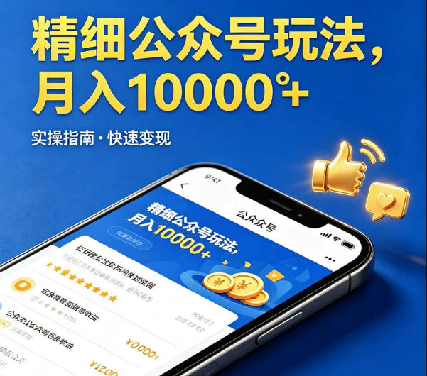 精细化公众号玩法，我们给你提供文章，你来负责发布，收益可观，月入1W+【揭秘】-阿牛笔记