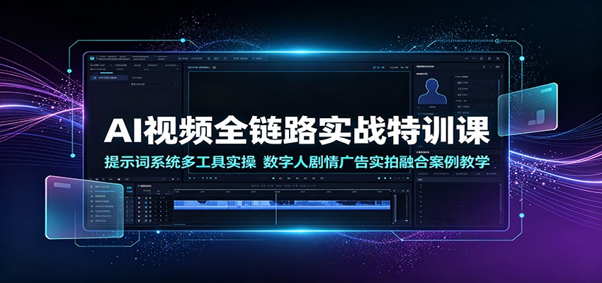 AI视频全链路实战特训课:提示词系统多工具实操,数字人剧情广告实拍融合案例教学-阿牛笔记