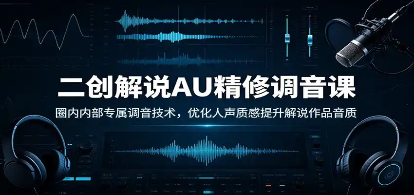 二创解说AU精修调音课：圈内内部专属调音技术，优化人声质感提升解说作品音质-阿牛笔记