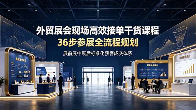 外贸展会现场高效接单干货课程，36步参展全流程规划，展前展中展后标准化获客成交体系-阿牛笔记