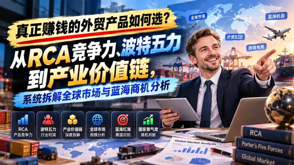 真正赚钱的外贸B2B产品如何选？从RCA竞争力、波特五力到产业价值链，系统拆解全球市场与蓝海商机分析-阿牛笔记