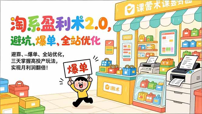 淘系盈利术2.0，避坑、爆单、全站优化，三天掌握高投产玩法，实现月利润翻倍！-阿牛笔记
