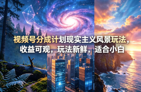 视频号分成计划现实主义风景玩法，收益可观，玩法新鲜，适合小白-阿牛笔记