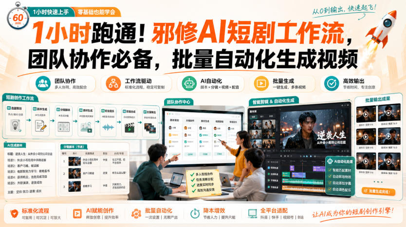 1小时跑通！邪修AI短剧工作流，团队协作必备，批量自动化生成视频-阿牛笔记