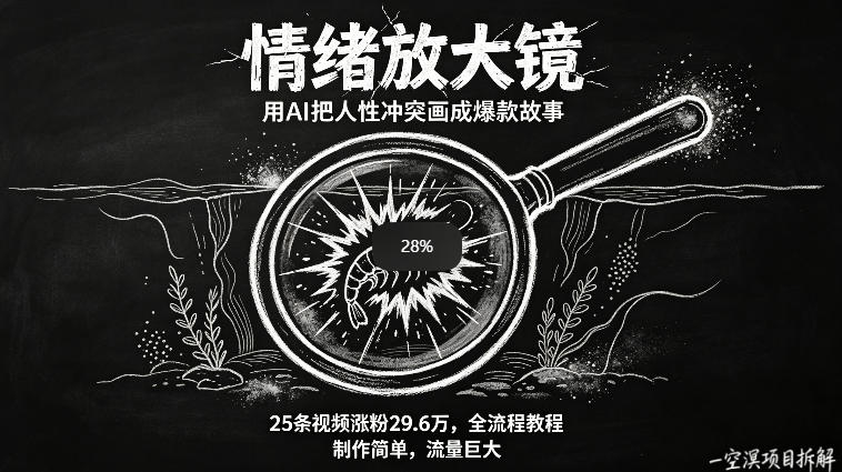 AI制作“情绪放大镜“视频，25条视频涨粉29.6W粉，流量巨大，制作简单，全流程教程-阿牛笔记